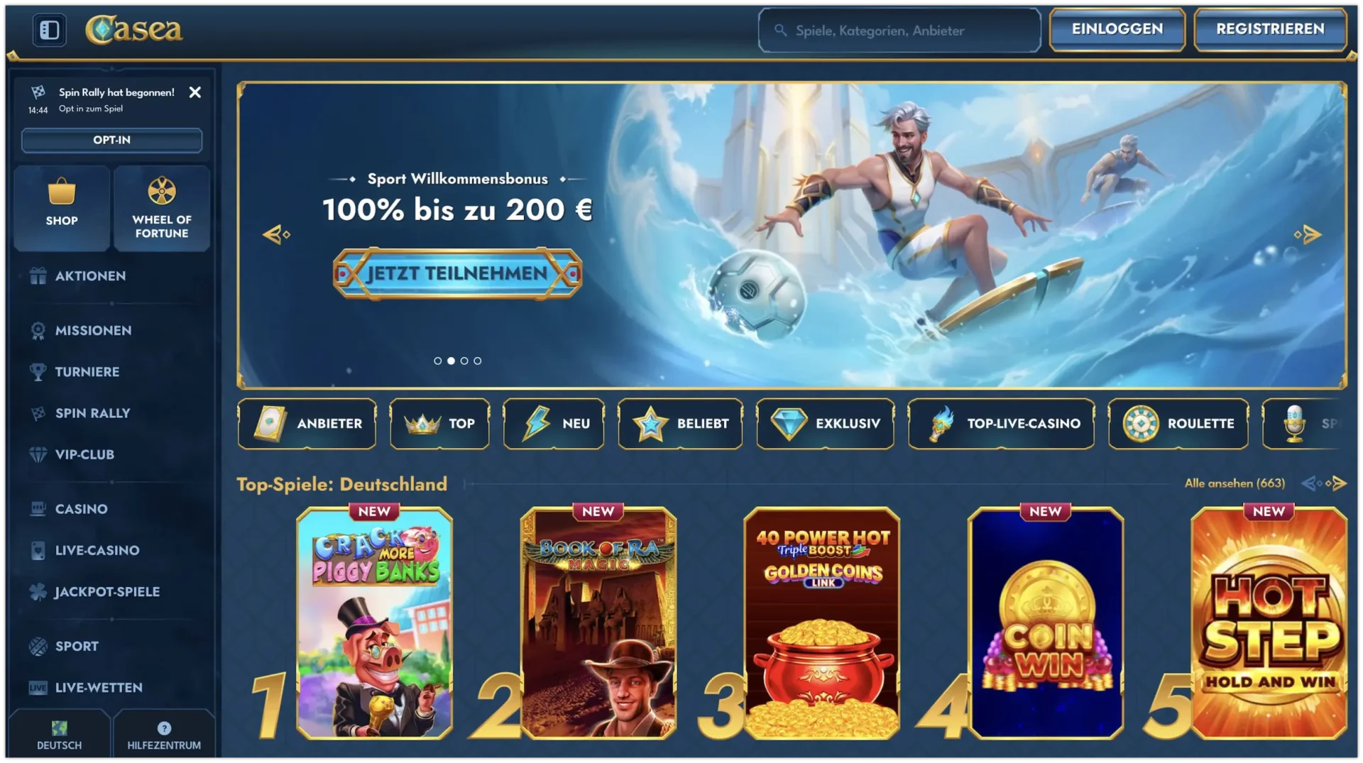 Offizielle Website von Сasea Casino
