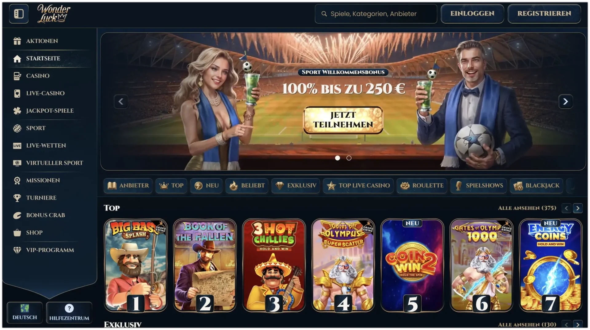 Offizielle Website von Wonderluck Casino